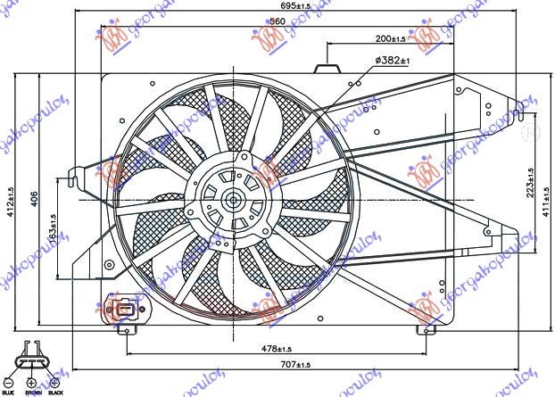 VENTILATOR KOMPLET(JEDAN)1.8-2.0 BEN -02