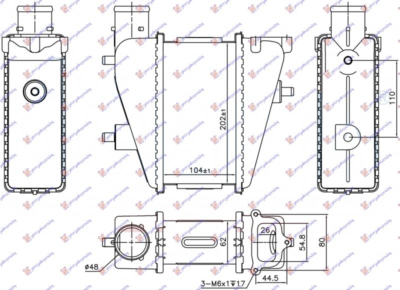 HLAD.INTERCOOLERA 2.2 CTDI (104x202x62)