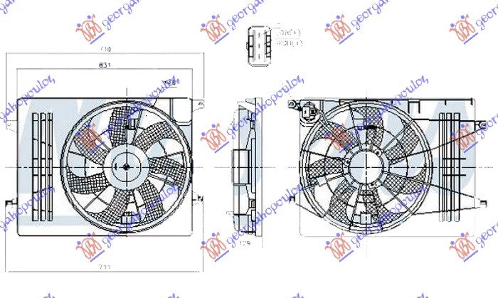 VENTILATOR KOMPLET BENZIN (46mm) (3 PIN)